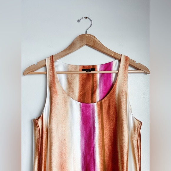 Alfani Rainbow Color Block Striped Silky Satin Soft Midi Maxi Dress Fuchsia Lux - Picture 5 of 10